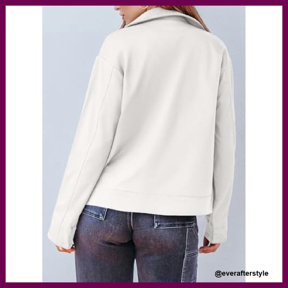 Cropped Button Down Shacket Lightweight Polyester… - image 4